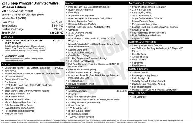 2015 Jeep Wrangler Unlimited Willys