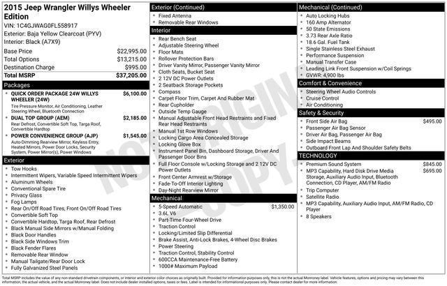 2015 Jeep Wrangler Willys Wheeler