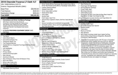 2018 Chevrolet Traverse LT Cloth w/1LT