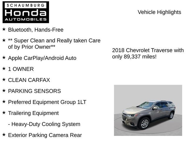 2018 Chevrolet Traverse LT Cloth w/1LT