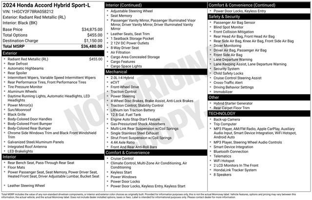 2024 Honda Accord Hybrid Sport-L