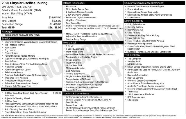 2020 Chrysler Pacifica Touring
