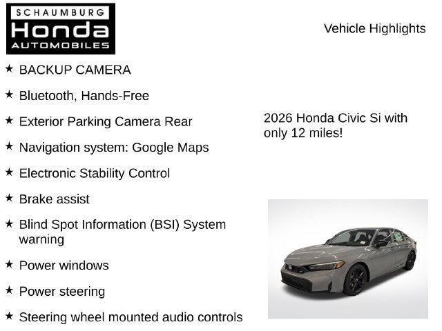 2026 Honda Civic Si Manual