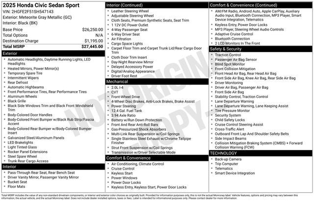 2025 Honda Civic Sport