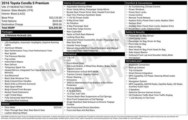 2016 Toyota Corolla S Premium