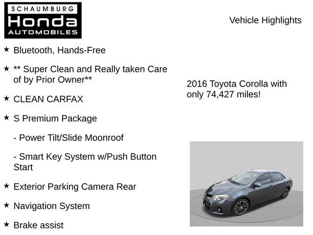 2016 Toyota Corolla S Premium