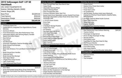 2015 Volkswagen Golf TSI SE 4-Door