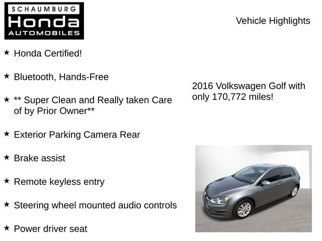 2016 Volkswagen Golf TSI S 4-Door