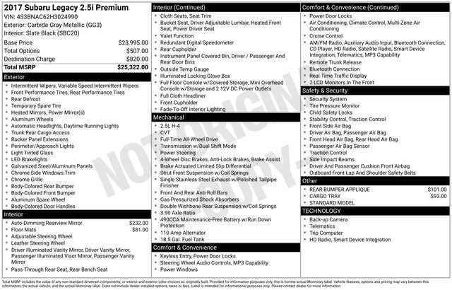 2017 Subaru Legacy 2.5i Premium