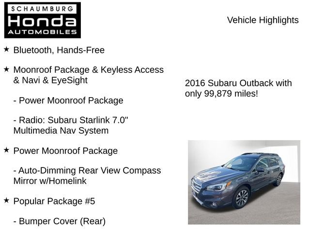 2016 Subaru Outback 2.5i Limited