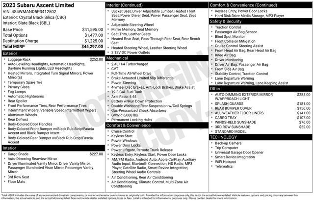 2023 Subaru Ascent Limited