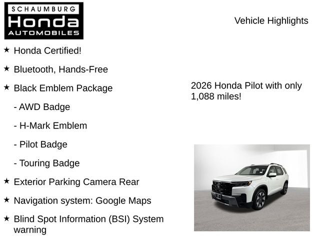 2026 Honda Pilot Touring