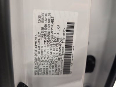 2026 Honda Ridgeline RTL