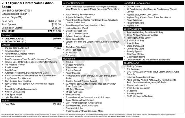 2017 Hyundai Elantra Value Edition