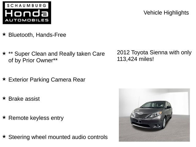 2012 Toyota Sienna XLE 8 Passenger