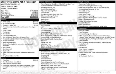 2021 Toyota Sienna XLE 7 Passenger