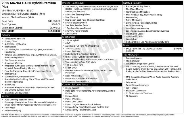 2025 Mazda Mazda CX-50 Hybrid Premium Plus