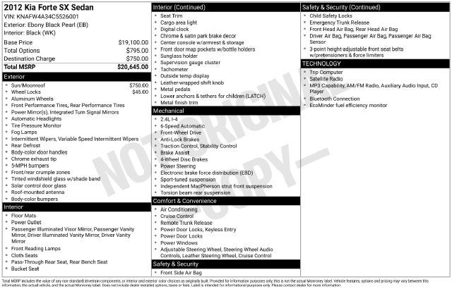 2012 Kia Forte SX