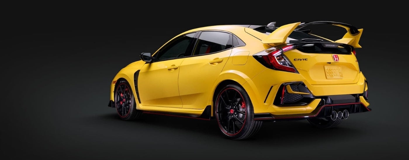 Yellow 2021 Honda Civic Type R Limited Edition against a black background