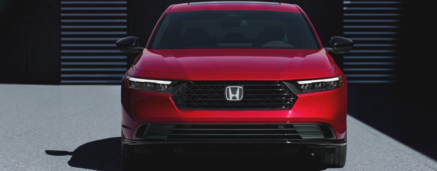 Red 2026 Honda Accord close up view of the front.